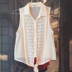 Lacey, tie-front, sleeveless